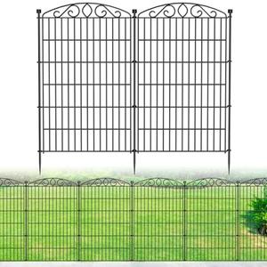 Decorative Garden Fence 6 Panel - 42in H x 13.26 ft L, No Dig Rustproof Metal Tall Animal Barrier for Dogs Rabbits, Outdoor Border for Yard, Patio, and Flower Beds