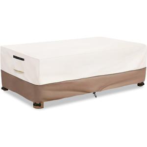 Outdoor Coffee Table Cover Waterproof, Heavy Duty Patio Rectangular Side Table Covers, 48W x 28D x 16H Inches Outdoor Tables Cover (Beige)