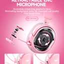 Wireless Gaming Headset, 7.1 Surround Sound, 2.4GHz USB Gaming Headphones with Bluetooth 5.4, 100H Battery, ENC Noise Canceling Mic, RGB Light, Wireless Headset for PC PS5 PS4 Mac Switch (Gray-Pink)