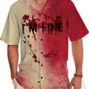 Halloween Button up Shirts for Men Vintage Halloween Scary Graphic Tees Shirt Hawaiian Shirt Short Sleeve (XXL)