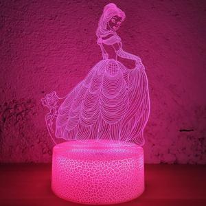 i-CHONY Princess Gift Night Light for Girls, 3D Illusion Lamp with Remote & Smart Touch, 16 Colors Dimmable Bedroom Decorations, Kids Teens Birthday Gift