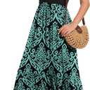 VIISHOW Women's Short Sleeve Loose Plain Maxi Dresses Casual Maternity Dresses Long Dresses with Pockets, Floral Black Green, X-Large