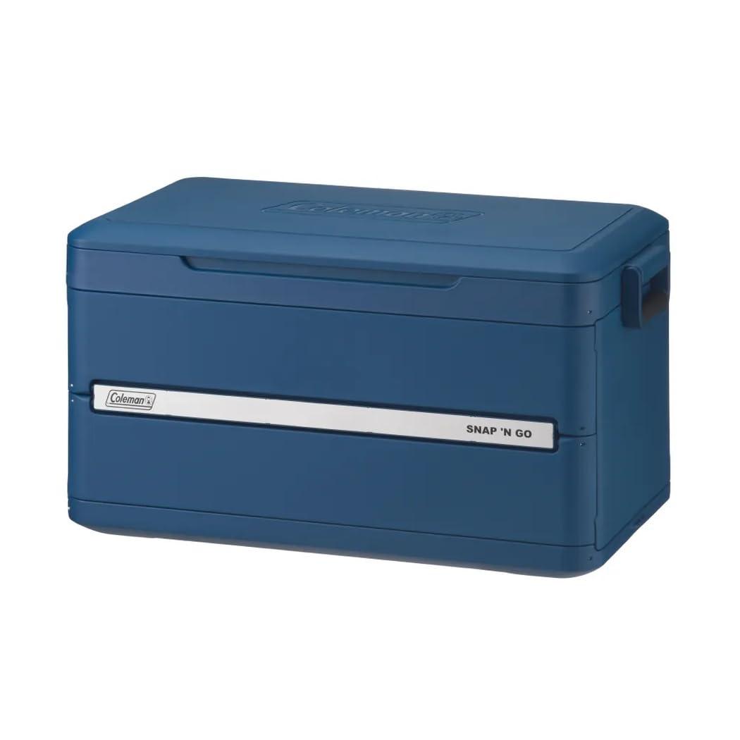Coleman Snap 'N Go 55-Quart Collapsible Hard Cooler, Portable Hard-Sided Cooler with Waterproof Removable Liner, Space-Saving & Quick Set Up, 64 Hours Cold, Sapphire Blue