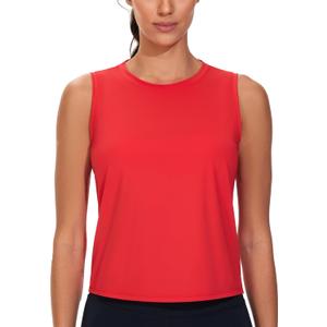 Dragon Fit Women's Ice Silk Workout Tank Tops Sleeveless Cropped Yoga Shirt for Running Gym Summer (Large, Bright Red)