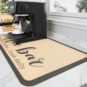 Coffee Mat - Absorbent Hide Stain Rubber Backed Dish Drying Mat for Kitchen Counter - Bar Mats for Countertops Accessories Fit Under Coffee Maker Espresso Machine (17" x 31.5")
