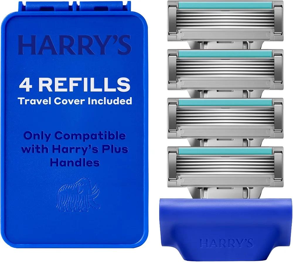 Harry's Plus Razor Refills - 4 Cartridges with Travel Blade Cover
Compact Cartridge Design for Precise Control - Shaving Kit for Men - Only Compatible with Harry's Plus Handles