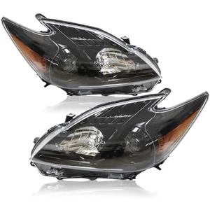2012 2013 2014 2015 Prius Headlights,Headlight Assembly Fit for 2012-2015 Toyota Prius,Halogen Headlamp Replacement Driver Passenger Side Black Housing Amber Reflector Clear Lens TO2518134 TO2519134