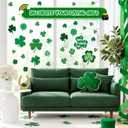 4 x 4Es Novelty 115 PCS St. Patricks Day Window Clings (9 Sheets)  Green Shamrock Window Clings for Glass, St Patricks Day Window Decorations & Irish Home Decor