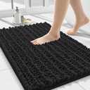 Smiry Bathroom Rugs Mat 24x16, Extra Soft Absorbent Chenille Bath Rugs, Non Slip Rubber Backing Machine Washable Quick Dry Bath Mats for Bathroom Floor, Tub, Shower, Home Decor Accessories, Black