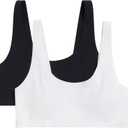 Hanes Girls' Bonded Comfort Bra 2-Pack (Large, White/Black)