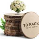 KARAVELLA Large Wood Slices for Centerpieces  Wood Centerpieces for Tables, Rustic Wedding Centerpiece, Natural Wood Slabs, Thin Slices 10-11 inches (10 Pack)