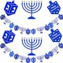 The Dreidel Company Hanukkah Glitter Garland, Menorah, Dreidel Decoration, Party Favor (2-Pack)