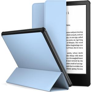 Arae Case for Kindle Paperwhite 11th Generation and Signature Edition 2021 Released, Ultra Slim Trifold PU Leather Smart Cover with Auto Sleep and Wake, Premium Protective Case,Baby Blue