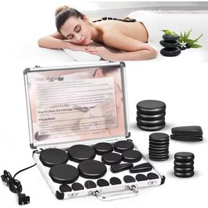 Hot Stones Massage Set, 18 Pcs Basalt Hot Stones with Heater Kit, Massage Stones for Professional or Home spa, Relaxing, Healing, Pain Relief
