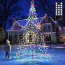 Flacchi Christmas Outdoor Star String Lights - Pole Set with Remote, Multiple Lighting Modes, Timer, and Waterproof Feature (Multicolor, 10FT/404LED)