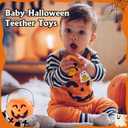 Baby Halloween Teething Toys, Soft Pumpkin & Ghost Textured Silicone Teether for 3-6 6-12 Months, BPA-Free Baby Halloween Teether Toys, Boo Basket Stuffers Sensory Gifts for Infant Boys & Girls