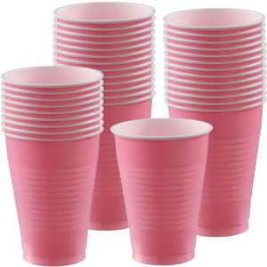 New Pink Plastic Cups (Pack of 20) - 12 oz. - Versatile Drinkware for Indoor & Outdoor Parties, Weddings, Birthdays, Celebrations & More