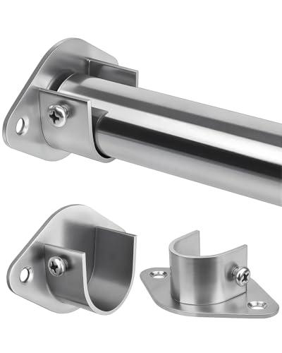 Closet Rod, 17 to 76 Inch Heavy Duty Adjustable Metal Clothing Rack for Hanging Clothes, Closet Poles for Wardrobes, Laundry, Durable Steel, Silver