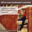 Super Mega Mushroom Gummies 24 in 1 Daily Mushroom Supplement Support for Memory, Focus & Energy, Host Immune Defense with Lions Mane, Reishi, Chaga, Turkey Tail, Citrus Flavor, 120 Gummie