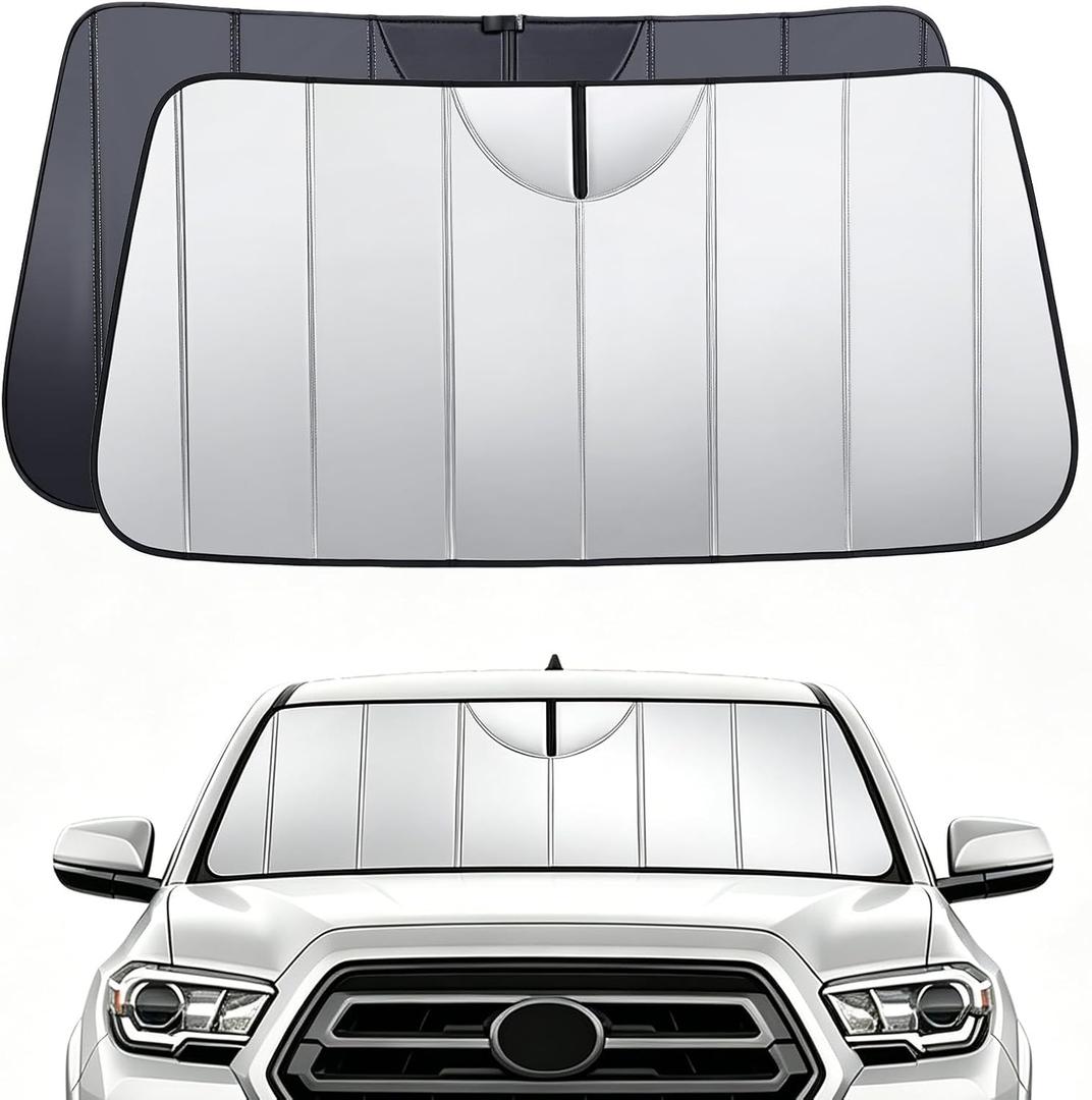 Windshield Sun Shade for Toyota Tacoma 2016-2023, Custom Fit Foldable Front Window Sunshade Sun Visor Protector, Blocks Heat & UV Rays Maintain Cool Interior Accessories