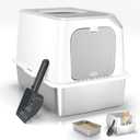 Enclosed Stainless Steel Litter Box, Large Metal Litter Box with Lid, Front & Top Entry, Odor Control & Dog Proof, Scratch-Resistant, Easy Clean (White) (For Medium/Large Cats (23.8 x16.1"), Large Dark Gray)