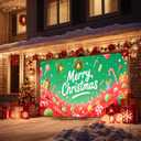 Christmas Garage Door Banner 13x6ft Sweet Merry Christmas Candy Land Green Theme Backdrop Banners for Outside Indoor Winter Door Cover Garage Wall Covering for Party Garage Decorations