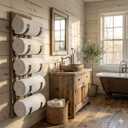 Autumn Alley Farmhouse Towel Holder, Rustic Wine Rack, Rolled Towel Rack, and Wine Holder for Farmhouse Bathroom Accessories Dcor, Western Decor Wall Mounted Towel Rack, Rustic Brown, 8 inches x 5 inches x 30 inches