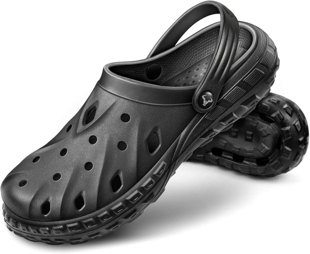 BULLIANT Men Clogs,Comfortable Mules Sandals for Men Women Cushioned Footbed Arch Support-EVA Ligthweight (Black6549)