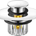 Pop-Up Drain Plug with Screen | Bathtub Plugs | Shower Drain Hair Catcher | Drain Protectors for 1-1/2 to 1-3/4 inch Bathtub Drain Holes