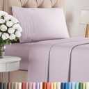 Twin Size 3 Piece Sheet Set - Comfy Breathable & Cooling Sheets - Hotel Luxury Bed Sheets for Women & Men - Deep Pockets, Easy-Fit, Soft & Wrinkle Free Sheets - Light Lavender Oeko-Tex Bed Sheet Set