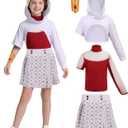 4PCS Girls Zombies Costume, Cheerleader Dance Dress with Mesh Top Skirt Bracelet Halloween Cosplay Outfit For Kids (XXLarge-160)