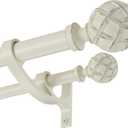 Double Curtain Rods 36 to 72 Inches(3-6feet) for Window, Adjustable Telescoping Drapery Rod with Aluminum Alloy Brackets, 1 Inch Diameter Front, 5/8 Inch Diameter Back Pipe, Weathered White