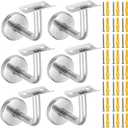 SOUJAP 6 Pack Curved Handrail Brackets, Stainless Steel Staircase Brackets, Heavy Duty Wall Mounted Stair Holder With Screws for Wood, Guardrails, Railing (60 80 MM)