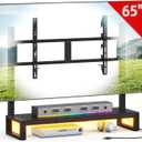 GYIIYUO Tabletop TV Mount Stand with Led Light for 32-65 Inch TVs, Height Adjustable Universal TV Base Stand, TV Riser Stand with Storage Soundbar Shelf for Living Room,Bedroom(Black) (30"11")