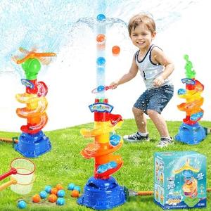 Water Sprinkler for Kids, 3 in 1 Water Toys 360° Rotating Sprinkler & Catch Ball & Rolling Ball Game Summer Backyard Outdoor Water Play Toys Birthday Gift for Girl Boys Age 3 to 8 Years