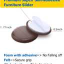 36pcs Self-Adhesive Furniture Sliders, 1-7/9" Furniture Moving Pads-Sticky Carpet Slider for Protect Carpeted Surface, Furniture Carrier- Easily Move Any Items (Brown)
