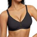 LetsJoli Wireless Bras for Women No Underwire Jelly Bras Seamless Push Up Full Coverage Bralettes Comfortable Everyday Bra (Black, XXL)