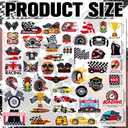 Tigeen 48 Pcs Racing Iron on Patches Checkered Racing Flag Patches for Clothes Jackets Jeans Dress Hats Backpacks Bags Accessory