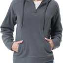 GIMECEN Women's Polar Fleece Hoodies Quarter Zip Sweatshirt Long Sleeve Sweaters Casual Pullover Jacket with Pocket (M)