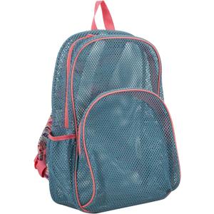 Eastsport Mesh Backpack, College Bookbag, Lightweight See Through for Travel, Swim, Gym, 17.5 Inches, Aqua Haze Sweet Coral