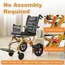 Ultra Lightweight Folding Transport Wheelchair for Seniors & Adults, Gold | Portable Chair, 12" PU Rear Wheels, Supports 300lbs, Compact for Daily Use & Travel
