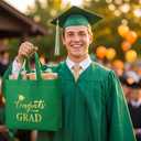 JaGely 30 Pcs 2026 Graduation Gift Bags with Handles Bulk Reusable Non Woven Congrats Grad Tote Bags 11 x 12 x 5 Inch Graduation Party Favors for College High School Graduate Decorations(Green)