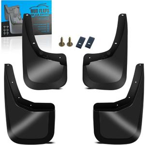 KEYOOG Front & Rear Mud Flaps Splash Guards Fit for 2007-2014 Chevy Silverado 1500/2500 HD/3500/3500 HD-Fit The Models with Single Rear Wheels, 4-Pc Set Easy to Install, Mud Guards Splash Guard Black
