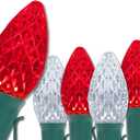 Wintergreen Lighting C7 OptiCore Commercial Red and Cool White Christmas Lights - LED Christmas String Lights, Outdoor Christmas Holiday Lights; Green Wire (50 Lights, 50 ft)