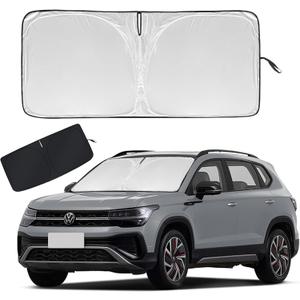 Upgraded Car Sun Shade, 240T Windshield Sunshade, Foldable Shade for Front Window & Interior Protection, Blocks UV Rays, Keeps Vehicle Cool, Fits Cars, SUV, Truck, Storage Bag, Medium (55.1 x 30.3 in)