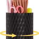 Black Pen Holder for Desk, 360 Rotating Pen Organizer with 5 Slots - Spinning Pencil Holder & Pencil Cup for Office, Art Supply, Makeup Brush - Desk Organizer for Home, School