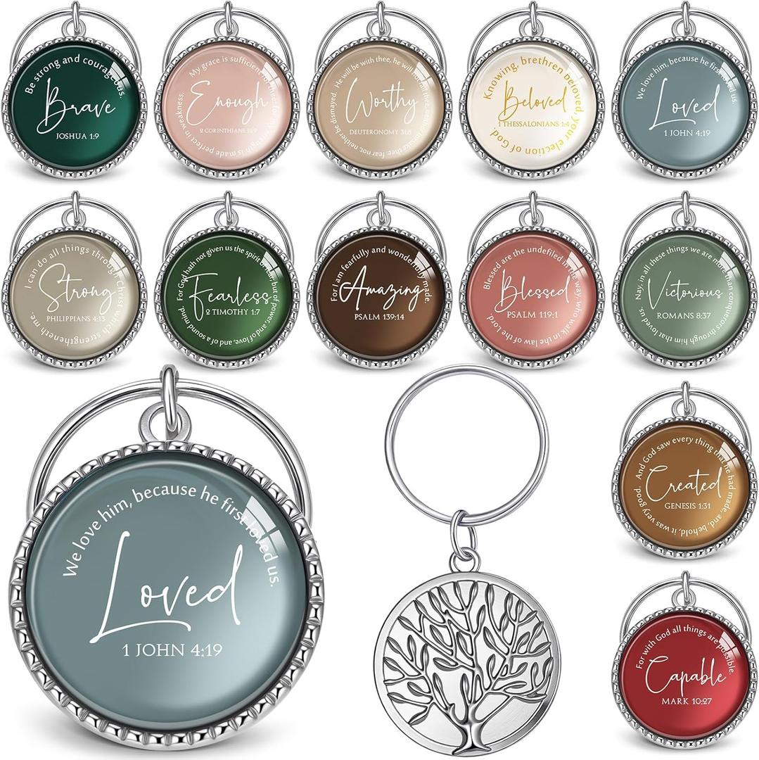 Christian Keychains Mini Bible Verse Keyring with Scripture Quote Religious Church Gift for Women Men Valentine's Day (Xmas,36 Pcs)