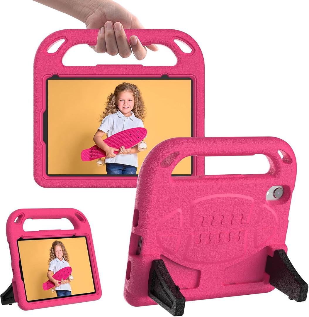 iPad mini 7 (A17 Pro) 2024 8.3 inch Case for Kids, Durable Shockproof Protective Handle Cover for Apple iPad mini 6th Gen 2021 (Model: A2567 A2568 A2569)-Rose