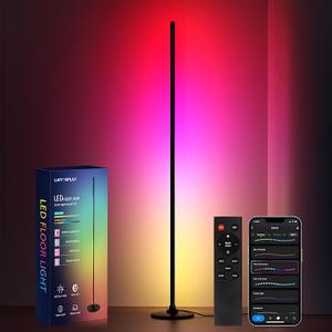 Lanmonlily Corner Floor Lamp, Smart RGB LED Corner Lamp with Alexa, Smart Modern Floor Lamp with Music Sync, Timer Setting, 16 Million Colors & 68+ Scene Modes for Living Room, Bedroom