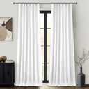 Solid White Linen Blackout Viral Curtains 96 Inches Long for Bedroom, Modern Pinch Pleated Boho Window Curtains para Sala Room Darkening Thermal Heavy Track Drapes 96 Inch 2 Panels Set, 40"W x 96"L (Pack of 2)